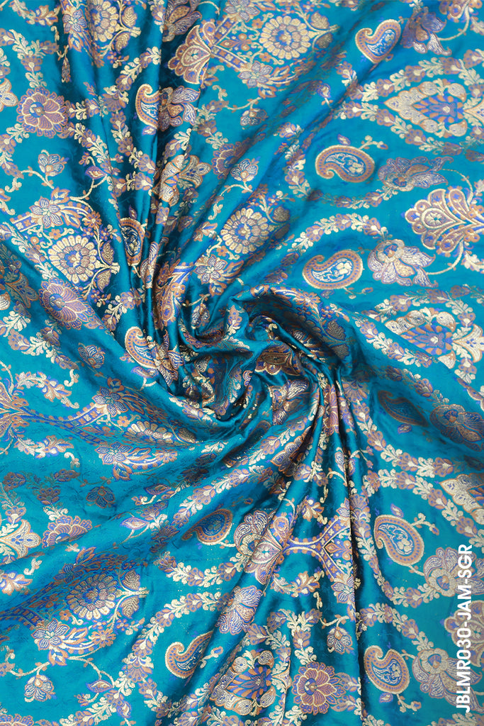 UNSTITICHED JAMAWAR WITH GOLDEN PRINTED PATTERN LOOSE MATERIAL (Sold By Meter)